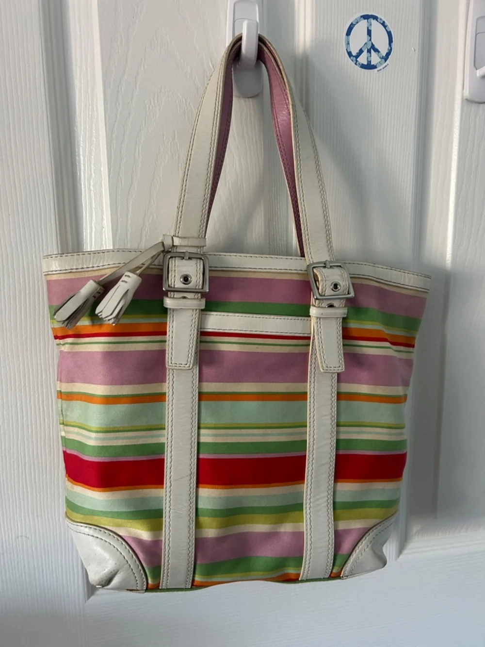 Striped Hamptons Coach bag - Picture 3 of 5
